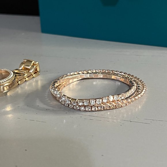 Jessica Carlyle rose gold color plated watch and bangle set - Picture 4 of 7